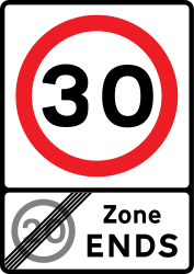 Fim de zona com limite de velocidade.