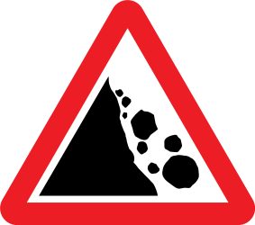 Aviso de queda de pedras.