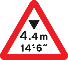 Aviso de restrição de altura.
