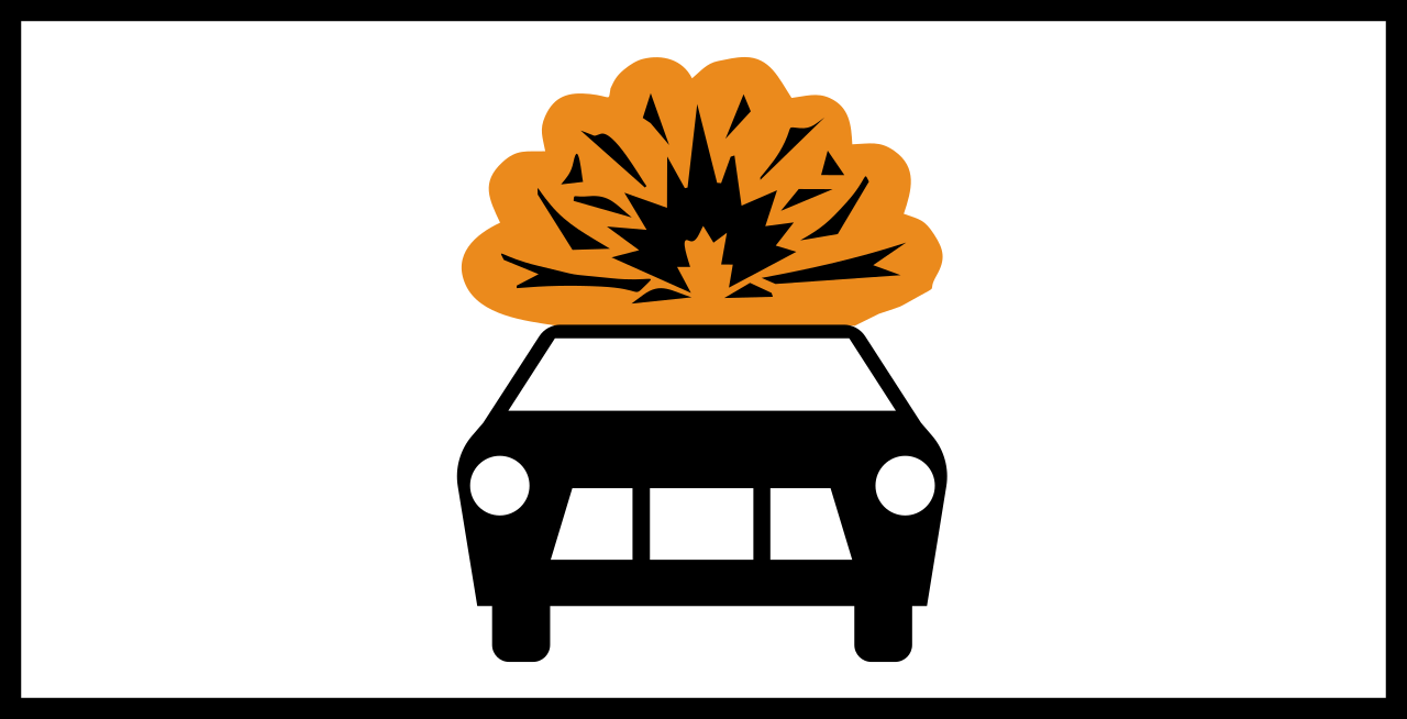 Für Fahrzeuge mit explosiven Stoffen.