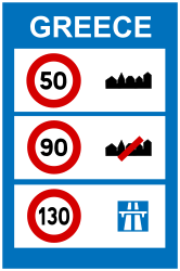 Nationale Geschwindigkeitsbegrenzungen.