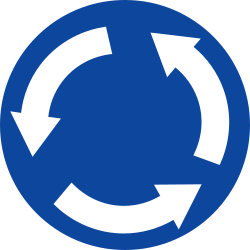 Mandatory roundabout direction.