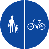 Via dividida obrigatória para peões e ciclistas.