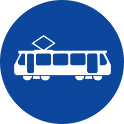 Vorgeschriebener Straßenbahnfahrstreifen.