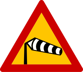 Aviso de vento lateral forte.