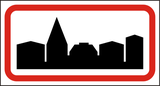 Start of a built-up area.