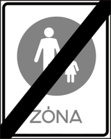 End of the zone for pedestrians.