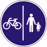 Mandatory divided pedestrian and cycle path.