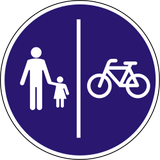 Mandatory divided pedestrian and cycle path.