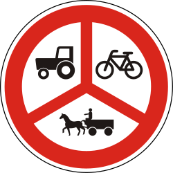 Radfahrer, Pferdefuhrwerke und Traktoren verboten.