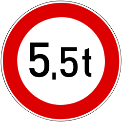 Fahrzeuge über angegebener Masse verboten.
