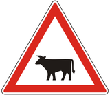 Warning for cattle on the road.