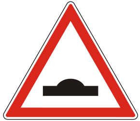 Warning for a speed bump.