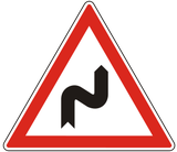 Warning for a double curve, first right then left.