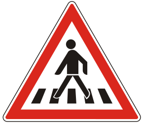 Warning for a pedestrian crossing.