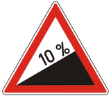 Warning for a steep ascent.