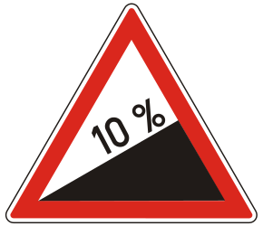 Warning for a steep ascent.