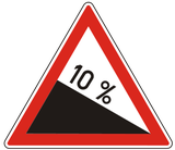 Warning for a steep descent.