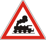 Warning for a railway crossing without barriers.