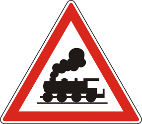 Warning for a railway crossing without barriers.