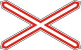 Warning for a railway crossing with one track.