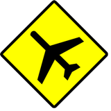 Warnung vor tief fliegenden Flugzeugen.