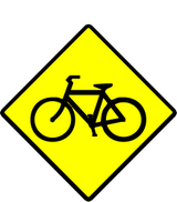 Warnung vor Radfahrern.