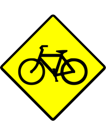 Warnung vor Radfahrern.
