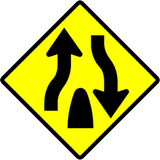 Warnung vor Ende der geteilten Fahrbahn.