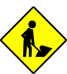 Warnung vor Straßenarbeiten.