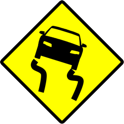 Warnung vor rutschiger Fahrbahn.