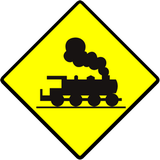 Warnung vor Bahnübergang ohne Schranken.
