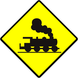 Warnung vor Bahnübergang ohne Schranken.