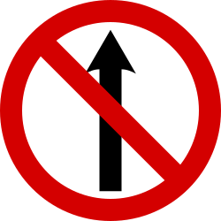 Geradeausfahren verboten.