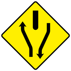 分離道路開始に注意。