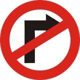 Rechtsabbiegen verboten.