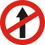 Geradeausfahren verboten.