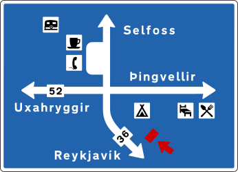 Junction layout, directions and destinations.