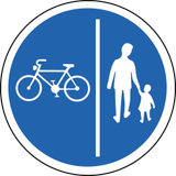 Mandatory divided pedestrian and cycle path.