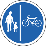 Mandatory divided pedestrian and cycle path.