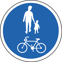 Vía compartida obligatoria para peatones y ciclistas.