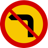 Turning left prohibited.