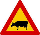 Warning for cattle on the road.