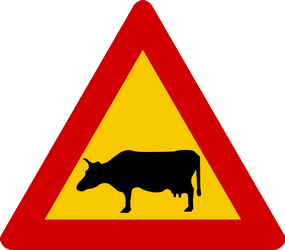 Warning for cattle on the road.