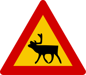 Warning for reindeer on the road.