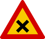 Warning for an uncontrolled crossroad.