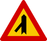 Warning for merging traffic from the left.
