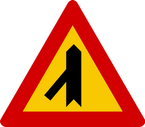 Warning for merging traffic from the left.