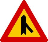 Warning for merging traffic from the right.