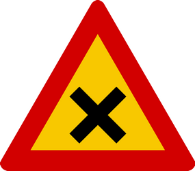 Warning for an uncontrolled crossroad.